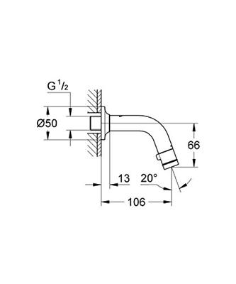 GROHE Universal toiletkraan wandmodel 1/2 uitloop 10cm chroom 20205000