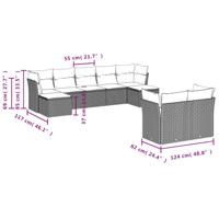 10-delige Loungeset met kussens poly rattan zwart - thumbnail