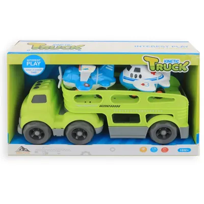 Jonotoys Kinetic vrachtwagen met 2 vliegtuigjes Jonotoys Kinetic vrachtwagen met 2 vliegtuigjes