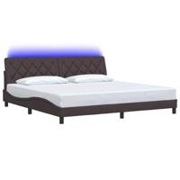 Bedframe met LED zonder matras 200x200 cm stof donkerbruin - thumbnail