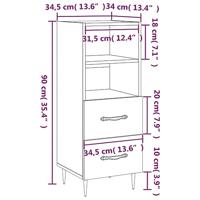 Dressoir 34,5x34x90 cm bewerkt hout bruineikenkleurig - thumbnail
