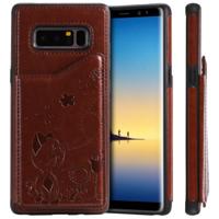 Voor Galaxy Note 8 kat Bee reliëf patroon schokbestendige beschermende case met kaartsleuven & fotolijstjes (bruin) - thumbnail
