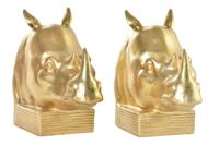 Bokstöd DKD Home Decor Neushoorn Gouden Hars Koloniaal 15 x 7,5 x 14,5 cm - thumbnail