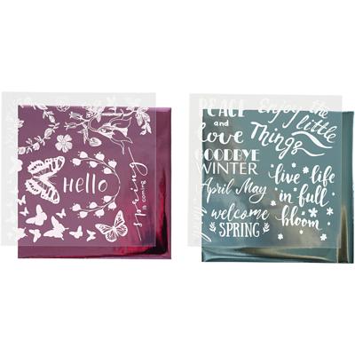 Creativ Company Deco folie en transfervel, voorjaar, vel 15x15 cm, lichtblauw, roze, 2x2 vel/ 1 doos
