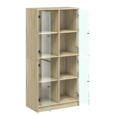 Hoge kast met deuren 68x37x142 cm bewerkt hout sonoma eiken