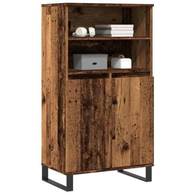 Hoge kast 60x36x110 cm bewerkt hout oud houtkleurig