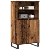 Hoge kast 60x36x110 cm bewerkt hout oud houtkleurig - thumbnail