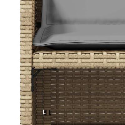 Tuinstoelen 4 st met kussens poly rattan gemengd beige - thumbnail
