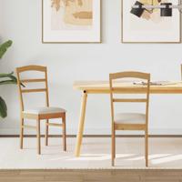 Eetkamerstoel 2 pcs Natuurlijk en Licht Massief Rubberhout - thumbnail