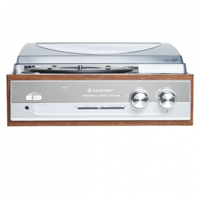 Soundmaster PL186H Retro Vintage Nostalgische platenspeler met ingebouwde luidsprekers en radio hoofdtelefoonaansluiting 3 snelheden 33/45/78 RPM stereoluidsprekers - thumbnail