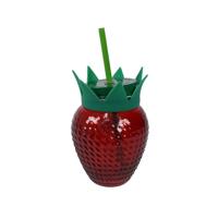 Drinkglas Aardbei met rietje glas 450ml - thumbnail
