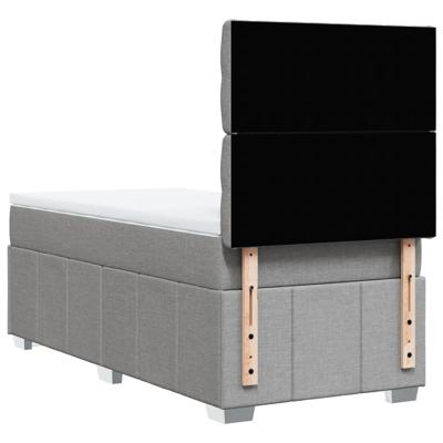 Boxspring met matras stof lichtgrijs 140x200 cm - thumbnail