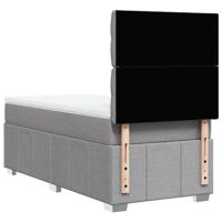 Boxspring met matras stof lichtgrijs 140x200 cm - thumbnail