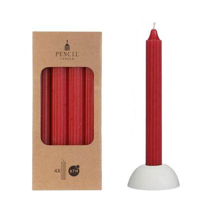 Potlood kaarsen set 4 stuks dia. 2.2 x H 20 cm rood Hortus - Hortus