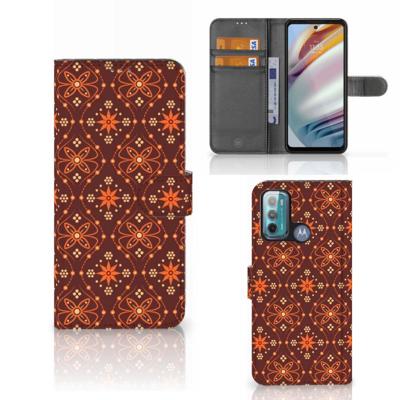 Motorola Moto G60 | Telefoon Hoesje | Batik Brown | Portemonnee hoesje Motorola Moto G60 | Telefoon Hoesje | Batik Brown | Portemonnee hoesje