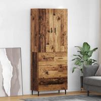 Hoge kast Oud Hout 69,5 x 34 x 180 cm Geengineerd Hout en Glas - thumbnail