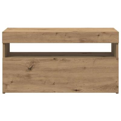 Tv-meubel met LED 75x35x40 cm bewerkt hout artisanaal eiken