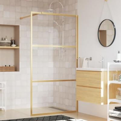 VidaXL Inloopdouchewand transparant 100x195 cm esg-glas goudkleurig VidaXL Inloopdouchewand transparant 100x195 cm esg-glas goudkleurig