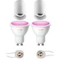 Pragmi Luxina Pro - Opbouw Rond - Mat Wit - Verdiept - Kantelbaar - Ø90mm - Philips Hue - Opbouwspot Set GU10 - White and Color Ambiance - Bluetooth - thumbnail