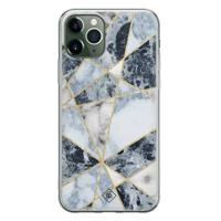 iPhone 11 Pro siliconen hoesje - Marmer blauw - thumbnail