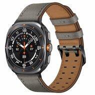 Leren band met twin gesp - Grijs - Samsung Galaxy Watch 8 Classic - 46mm - thumbnail