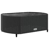 9-delige Loungeset met kussens poly rattan zwart - thumbnail
