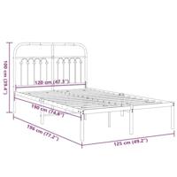 Bedframe met hoofdbord metaal wit 120x190 cm - thumbnail