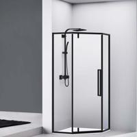 Douchecabine Van Rijn ST04 Vijfhoek Helder incl. Glasbehandeling Links of Rechts Draaiend 100x200 cm Mat Zwart van Rijn - thumbnail