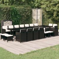 19-delige Tuinset met kussens poly rattan zwart - thumbnail