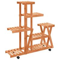 VidaXL Plantenstandaard met wielen 95x25x101 cm massief vurenhout - thumbnail