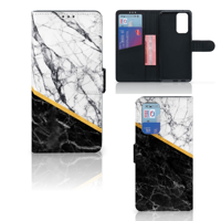 OnePlus 9 Pro | Bookcase | Marmer Wit Zwart - Origineel Cadeau Man | Portemonnee hoesje - thumbnail