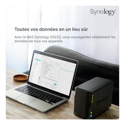 Synology DiskStation DS223 NAS-serverbehuizing 0 GB 2 Bay USB 3.2 Gen 1 front aansluiting (USB 3.0), Synology hard- en software, Hardwarematige codering,