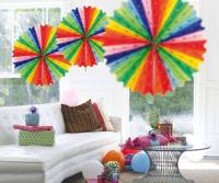 Regenboog honeycomb waaier 45cm - thumbnail