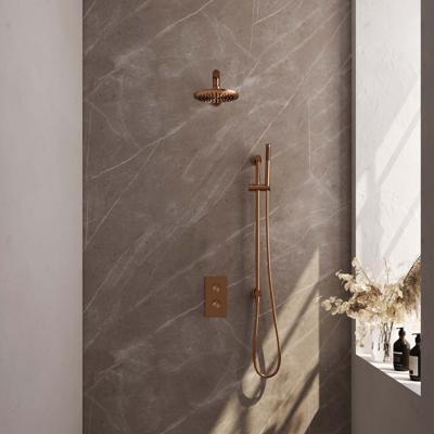 Brauer Copper Edition Thermostatische Regendoucheset Inbouw - Hoofddouche 20 cm - Rechte Wandarm - 3 Weg - Handdouche Staaf - Doucheslang - Geintegreerde Glijstang