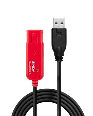 Lindy 42923 30m USB A USB A Zwart, Rood USB-kabel