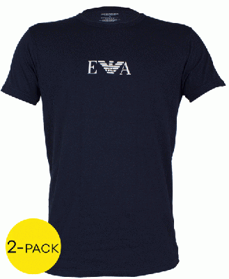 Armani T-shirts Monogram 2-pack blauw
