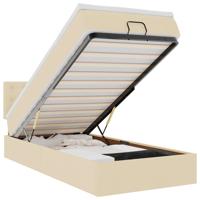 Ottoman bed met matras en LED's 120x200cm stof crèmekleurig - thumbnail
