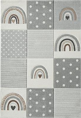 Kinderkamer Vloerkleed Blokjes/Regenboog Grijs-80 x 150 cm