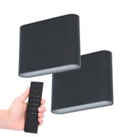 Set van 2 Dallas S LED Wandlampen - Zwart - 6 Watt 720 lumen - 3000K warm wit - Up & Down light - IP54 waterdicht - Incl. dimmer met afstandsbediening - Binnen & buiten - thumbnail