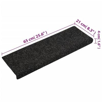 VidaXL Trapmatten zelfklevend 15 stuks 65x21x4 cm zwart rechthoekige rand VidaXL Trapmatten zelfklevend 15 stuks 65x21x4 cm zwart rechthoekige rand