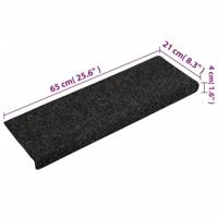 VidaXL Trapmatten zelfklevend 15 stuks 65x21x4 cm zwart rechthoekige rand - thumbnail
