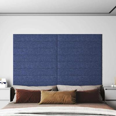Wandpanelen 12 st 1,62 m 90x15 cm stof blauw Wandpanelen 12 st 1,62 m 90x15 cm stof blauw