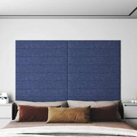 Wandpanelen 12 st 1,62 m 90x15 cm stof blauw - thumbnail