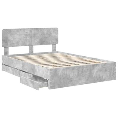 Bedframe met lade Beton Grijs 140 x 190 cm Geconstrueerd hout