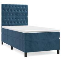 Boxspring met matras fluweel donkerblauw 100x200 cm - thumbnail