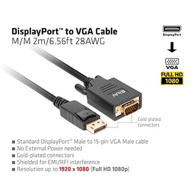 CLUB3D DisplayPort to VGA Cable M/M CLUB3D DisplayPort to VGA Cable M/M