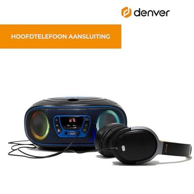 Denver TCL-212BT Radio/CD-speler VHF (FM) AUX, CD, USB, Bluetooth Sfeerverlichting Blauw