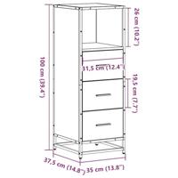 Badkamerkast 35x37,5x100 cm bewerkt hout zwart - thumbnail