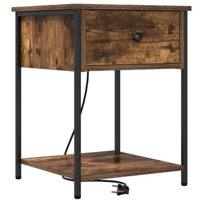 Bedside kasten 2 pcs Gerookt eiken 42 x 41 x 56 cm Bewerkt hout