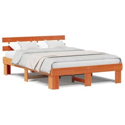 Bedframe met hoofdeinde Bruin 160 x 200 cm Massief grenenhout Bedframe met hoofdeinde Bruin 160 x 200 cm Massief grenenhout